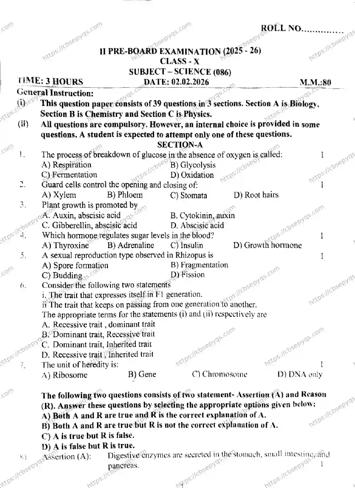 CBSE-Board-10-Previous-Year-PRE-BOARD-PAPERS-Papers-2026-PRE-BOARD-SCIENCE-FEB-Page-1 Image