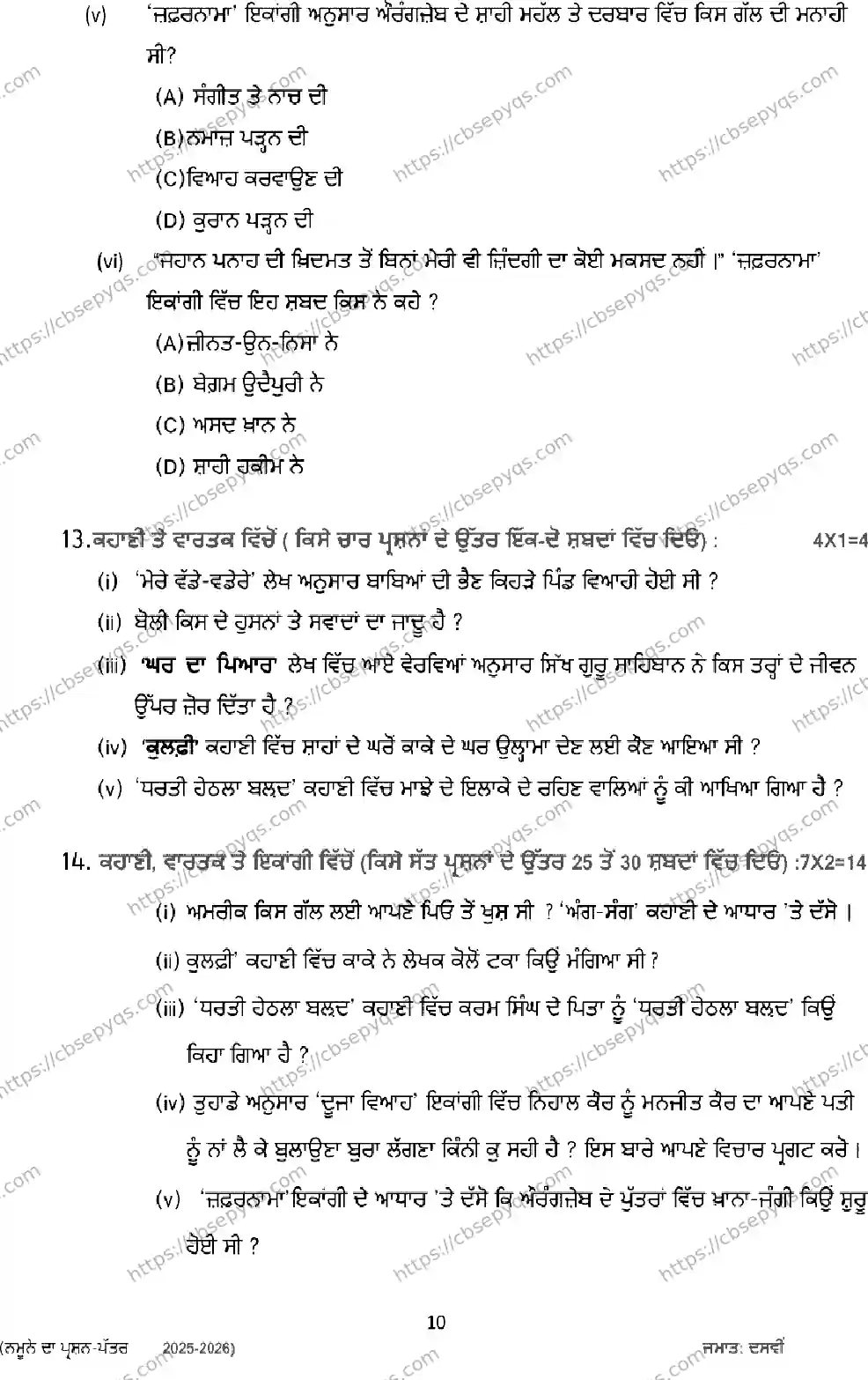 CBSE-Board-10-Previous-Year-Terms-Model-Papers-Papers-2026-MODEL-PAPER-PUNJABI-Page-10 Image