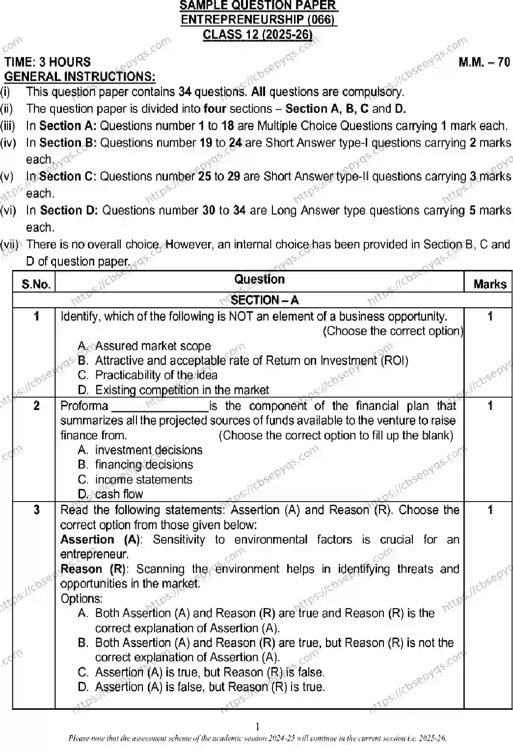 CBSE-Board-12-Previous-Year-Model-Papers-Papers-2026-MODEL-PAPER-ENTREPRENEURSHIP-Page-1 Image
