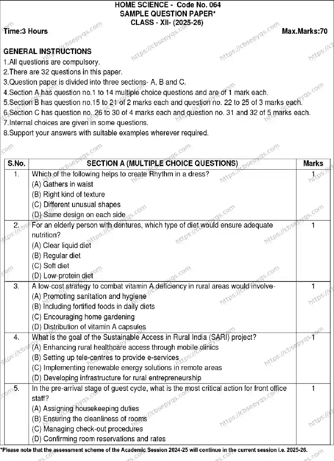 CBSE-Board-12-Previous-Year-Model-Papers-Papers-2026-MODEL-PAPER-HOME-SCIENCE-Page-1 Image