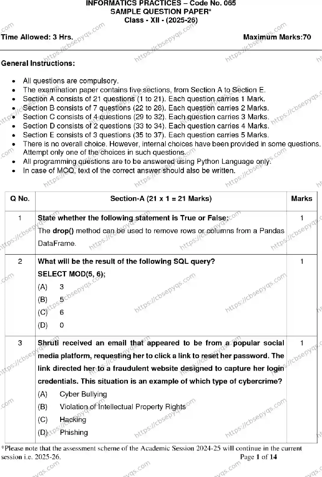 CBSE-Board-12-Previous-Year-Model-Papers-Papers-2026-MODEL-PAPER-INFORMATICS-PRACTICES-Page-1 Image