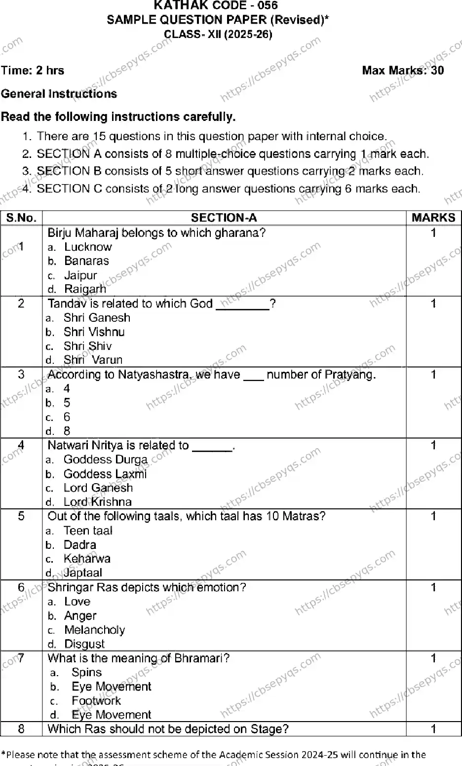 CBSE-Board-12-Previous-Year-Model-Papers-Papers-2026-MODEL-PAPER-KATHAK-Page-1 Image