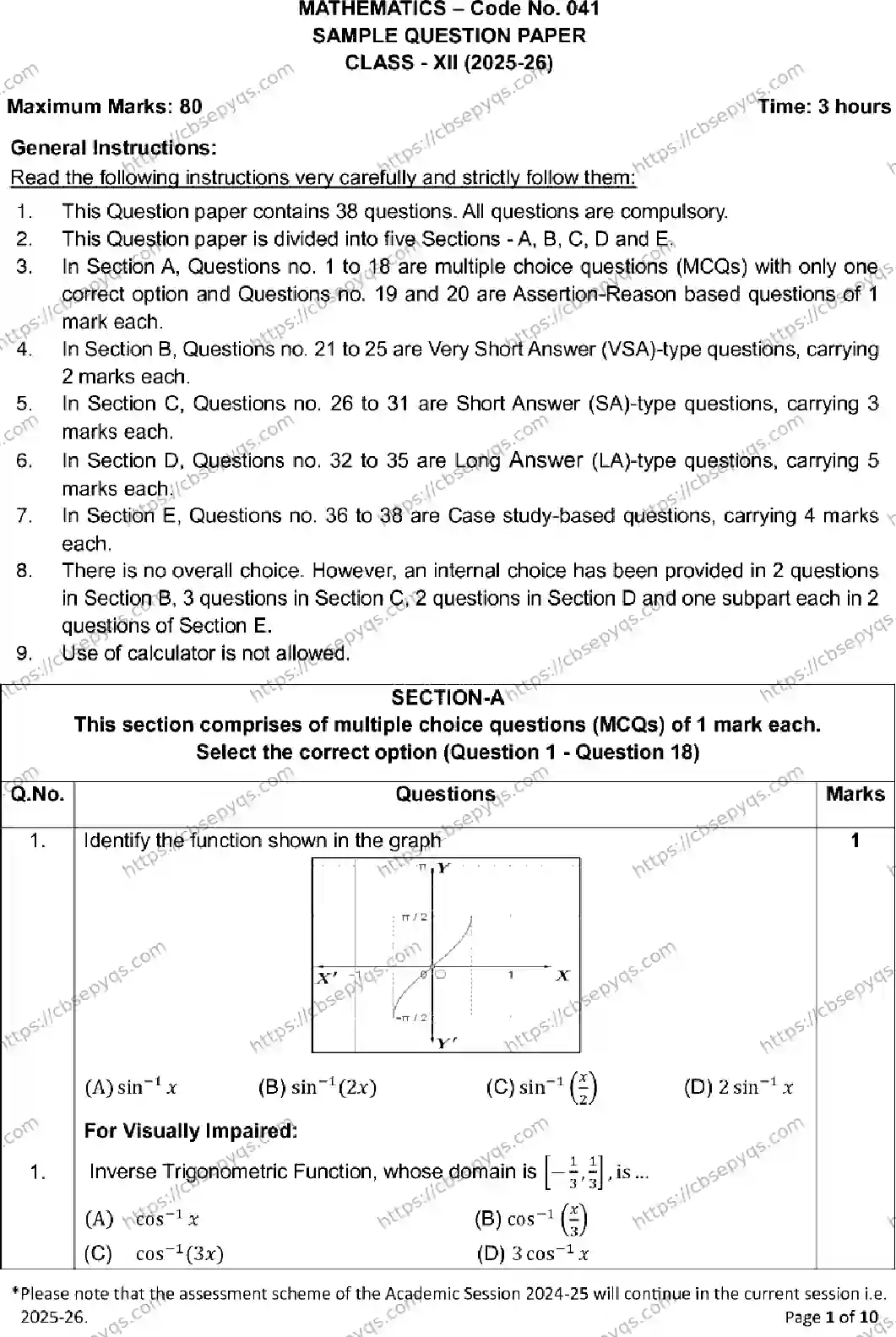 CBSE-Board-12-Previous-Year-Model-Papers-Papers-2026-MODEL-PAPER-MATHEMATICS-Page-1 Image