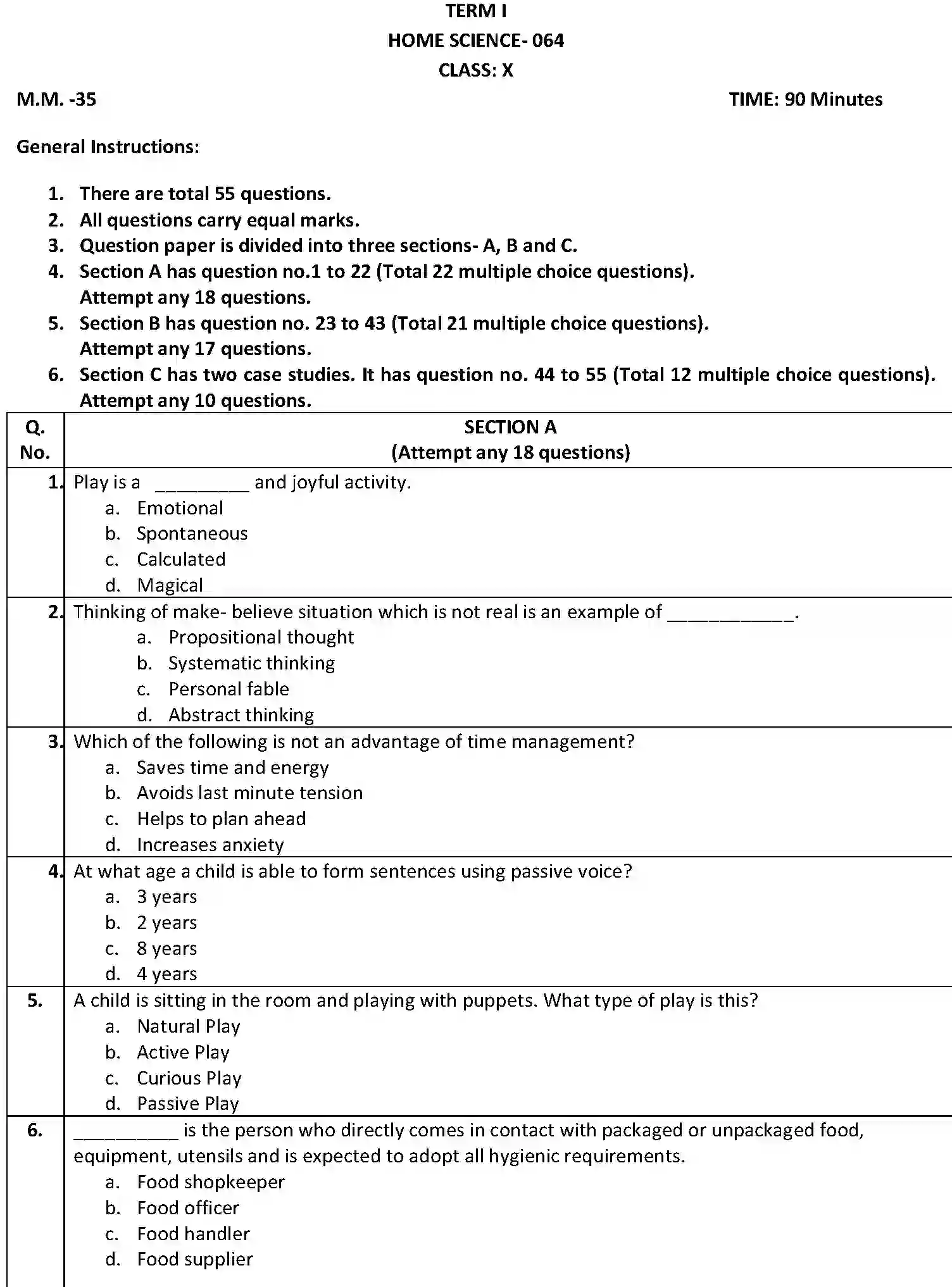 CBSE-Class-10-Previous-Year-Question-Papers-SQP-TERM-1-HOME-SCIENCE-Page-1 Image