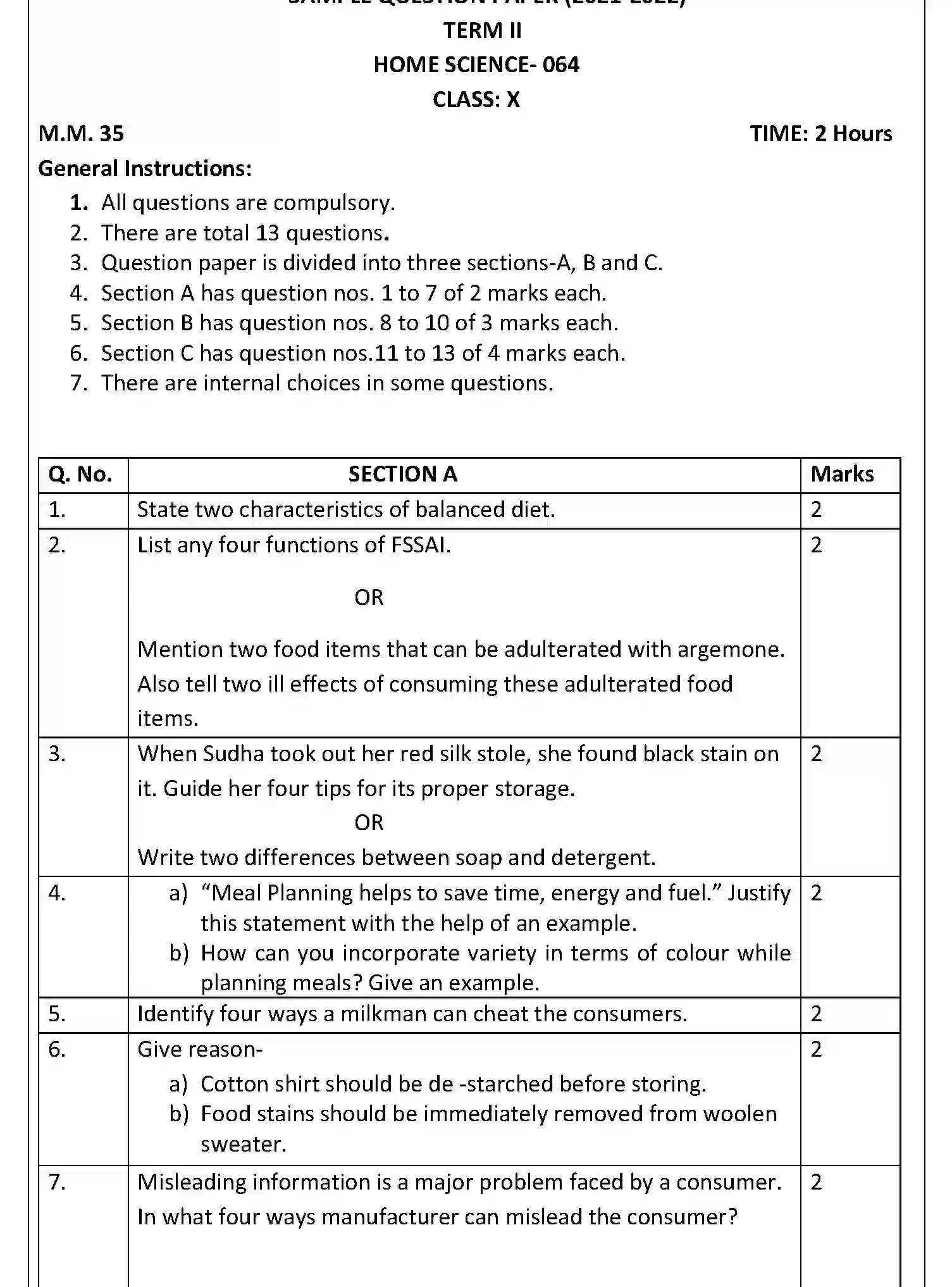 CBSE-Class-10-Previous-Year-Question-Papers-SQP-TERM-2-HOME-SCIENCE-Page-1 Image
