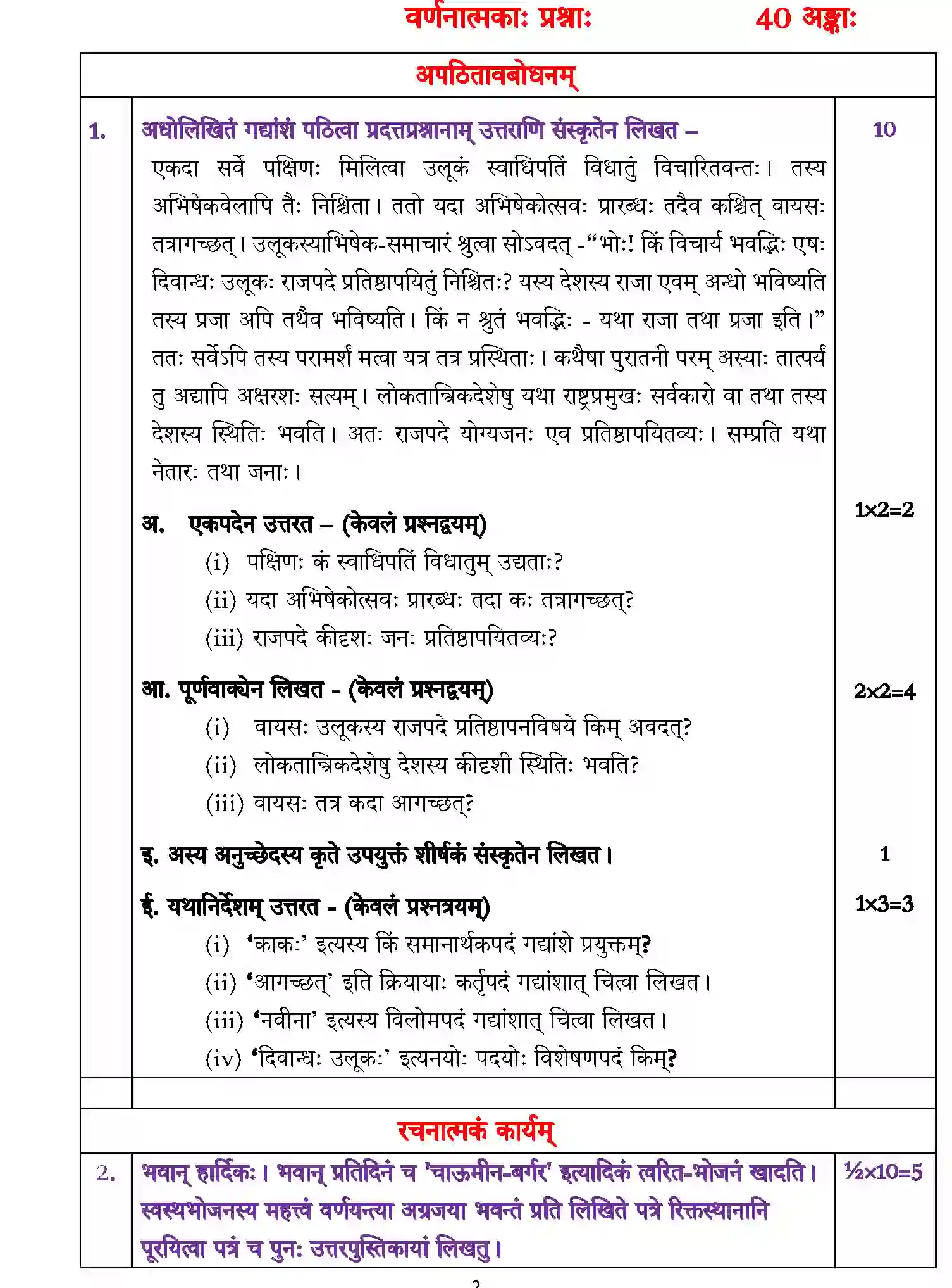 CBSE-Class-10-Previous-Year-Question-Papers-SQP-TERM-2-SANSKRIT-Page-2 Image