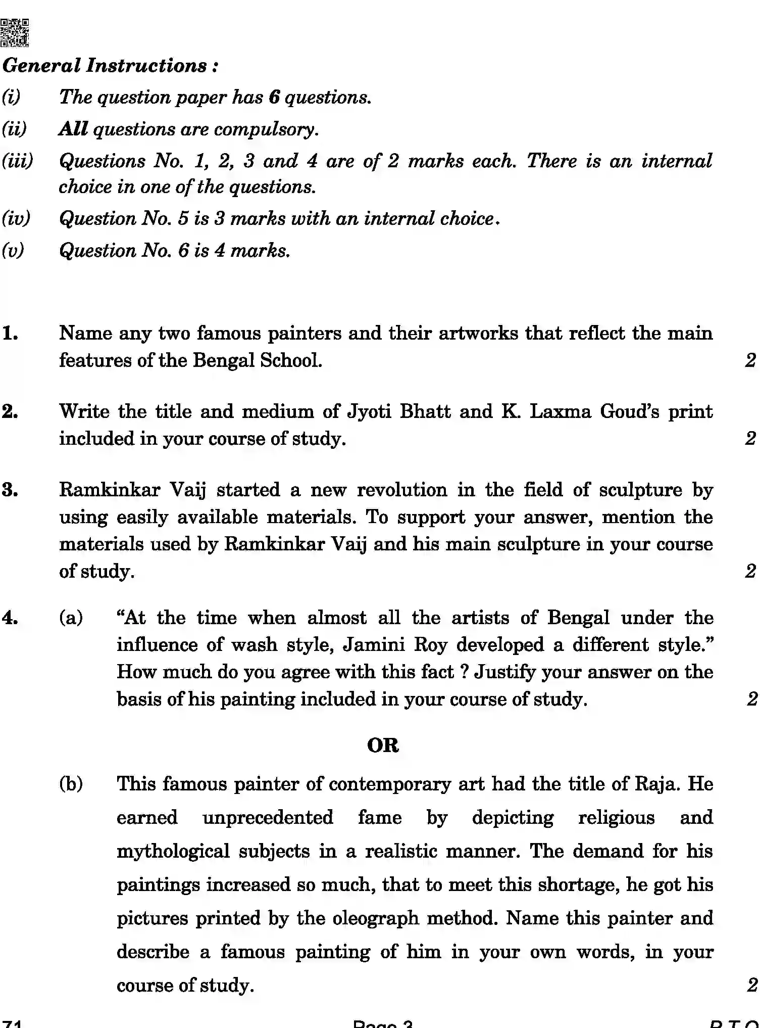 CBSE-Class-12-Previous-Year-Question-Papers-PAINTING-HISTORY-OF-INDIAN-ART-ABA-C-SET-4-COMP-Page-3 Image