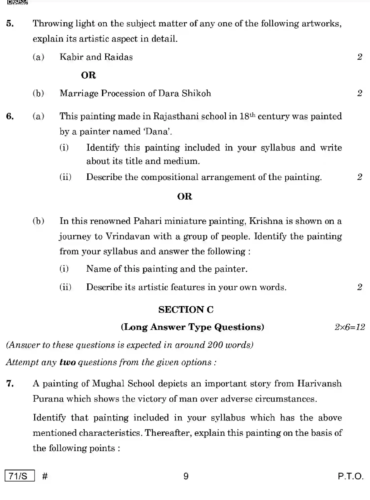 CBSE-Class-12-Previous-Year-Question-Papers-PAINTING-HISTORY-OF-INDIAN-ART-WXYZ-S-SET-4-Page-9 Image