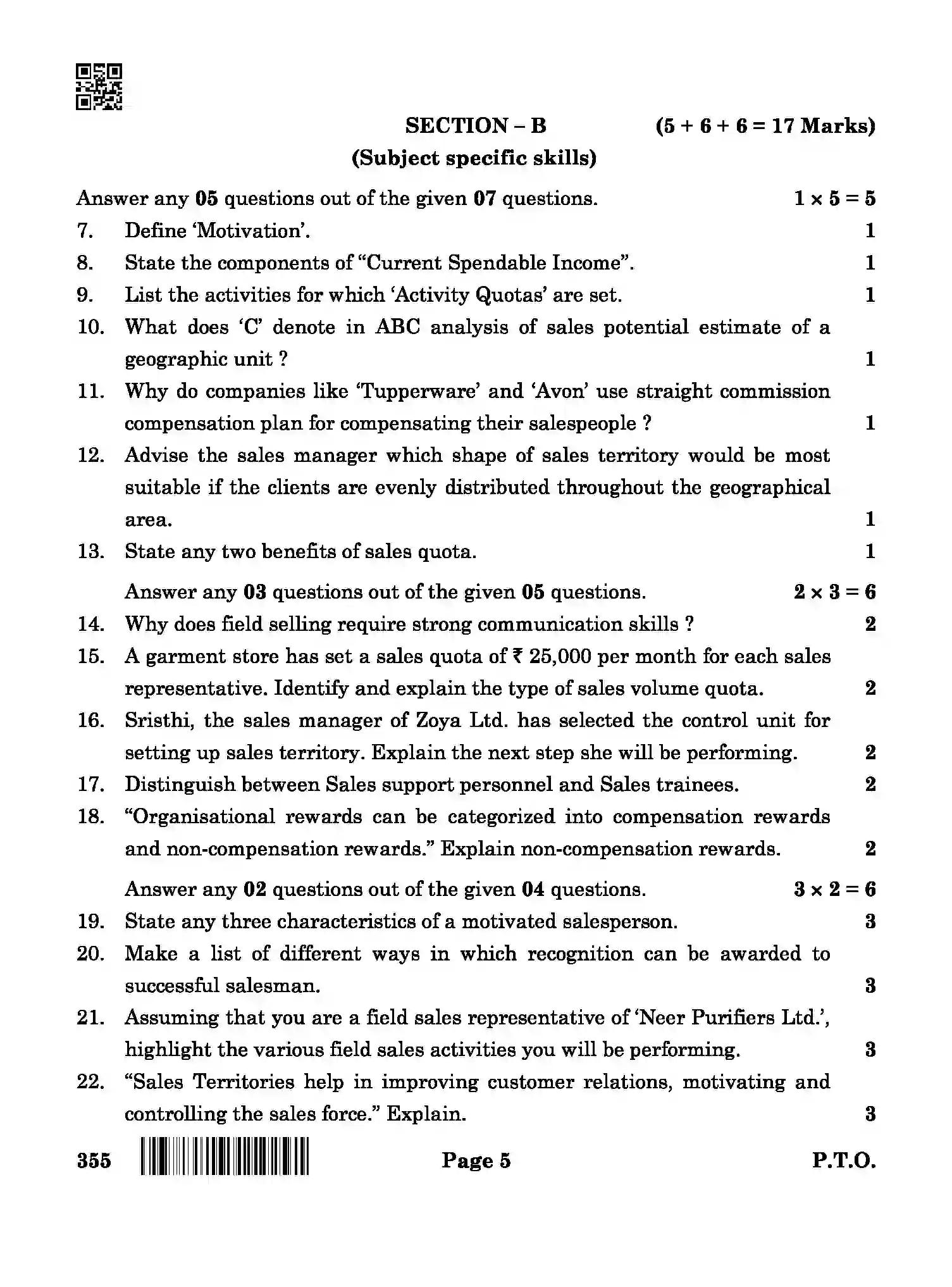 CBSE-Class-12-Previous-Year-Question-Papers-SALESMANSHIP-ABA-SET-4-Page-5 Image