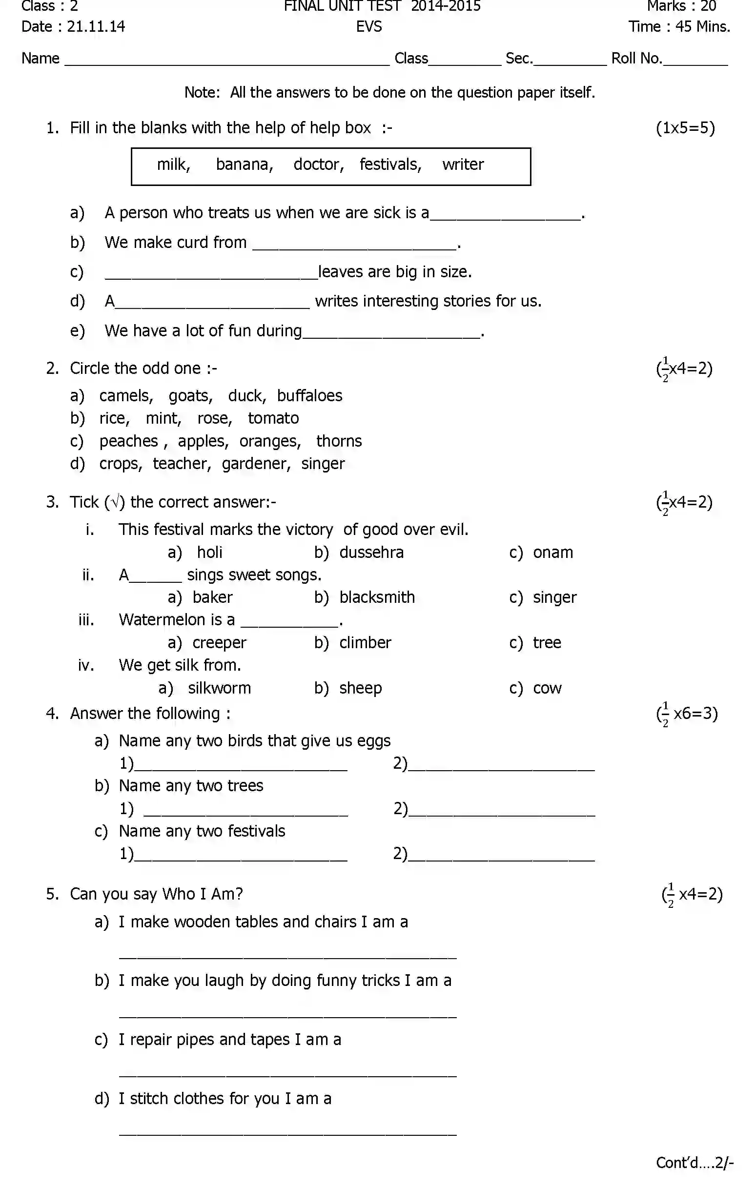 CBSE-Class-2-Previous-Year-Question-Papers-T3-EVS-Page-1 Image