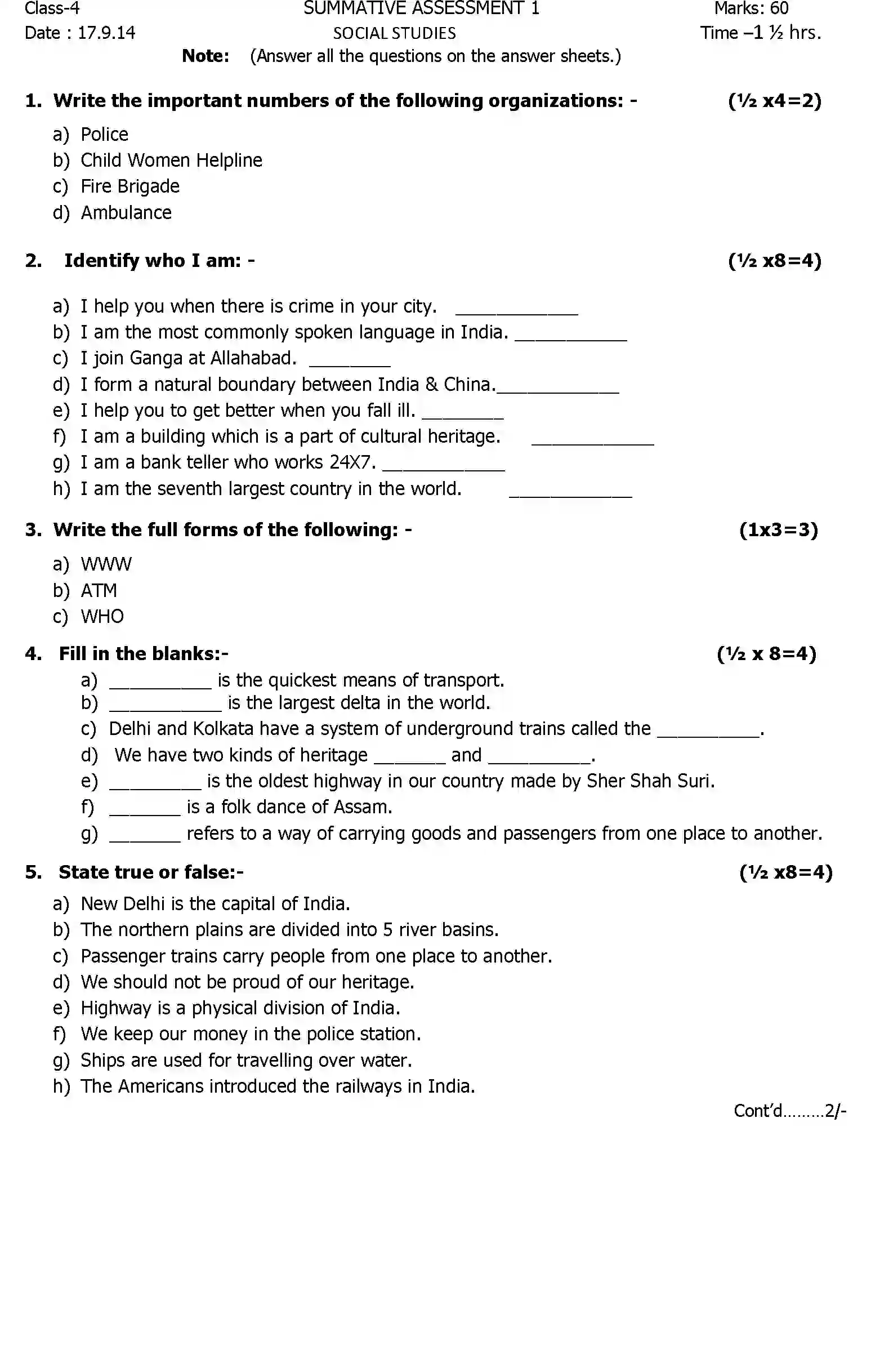 CBSE-Class-4-Previous-Year-Question-Papers-A1-SOCIAL-SCIENCE-Page-3 Image
