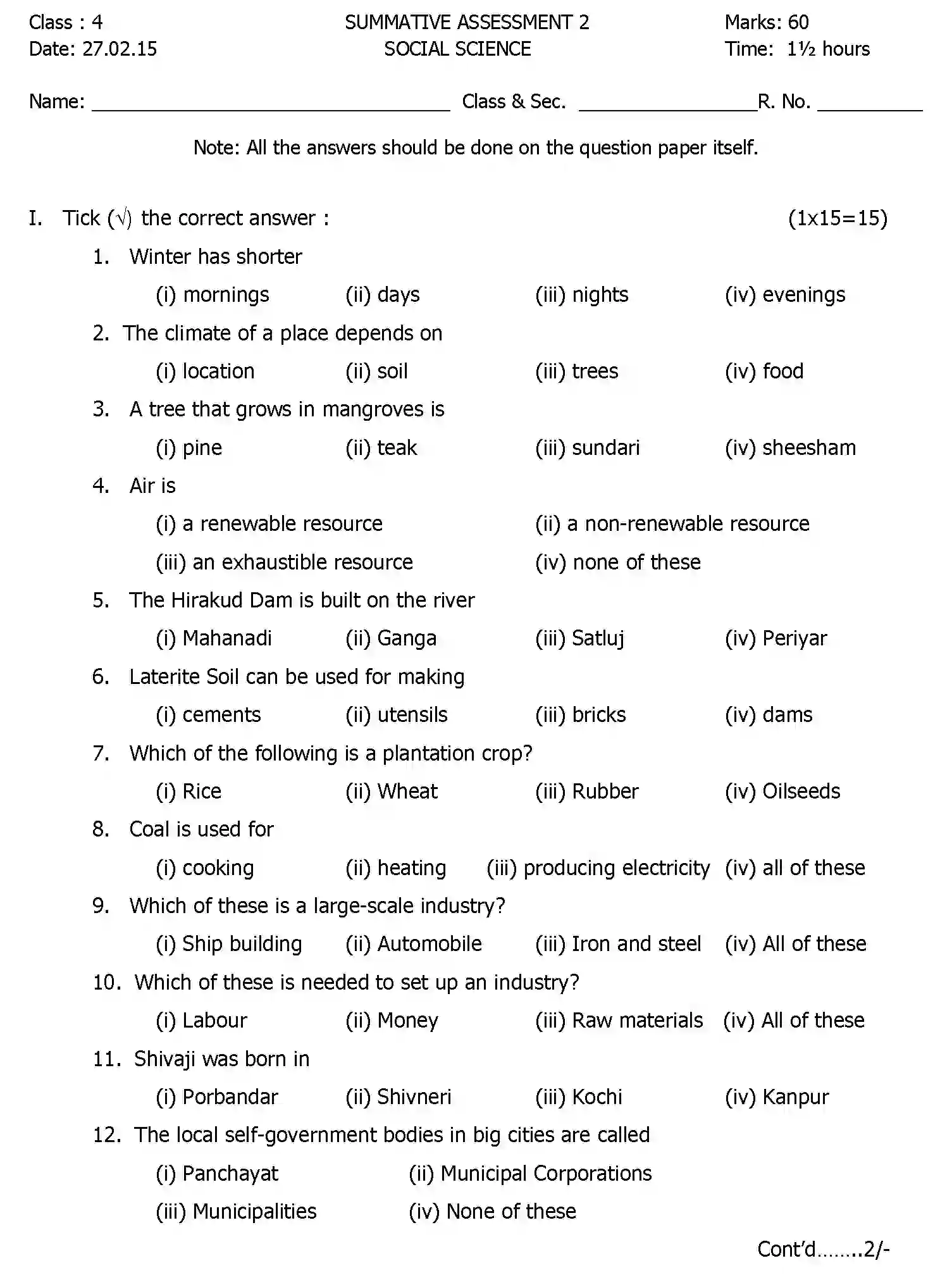 CBSE-Class-4-Previous-Year-Question-Papers-A2-SOCIAL-SCIENCE-Page-1 Image