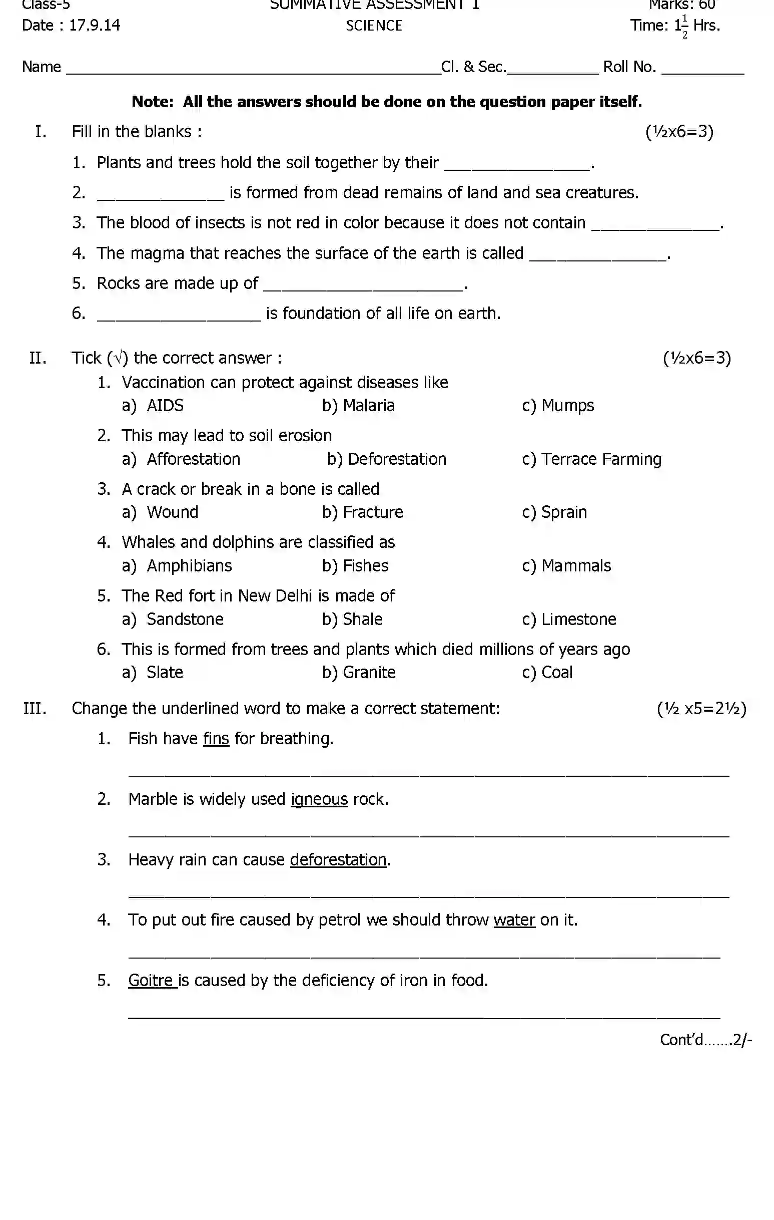 CBSE-Class-5-Previous-Year-Question-Papers-A1-SCIENCE-Page-1 Image
