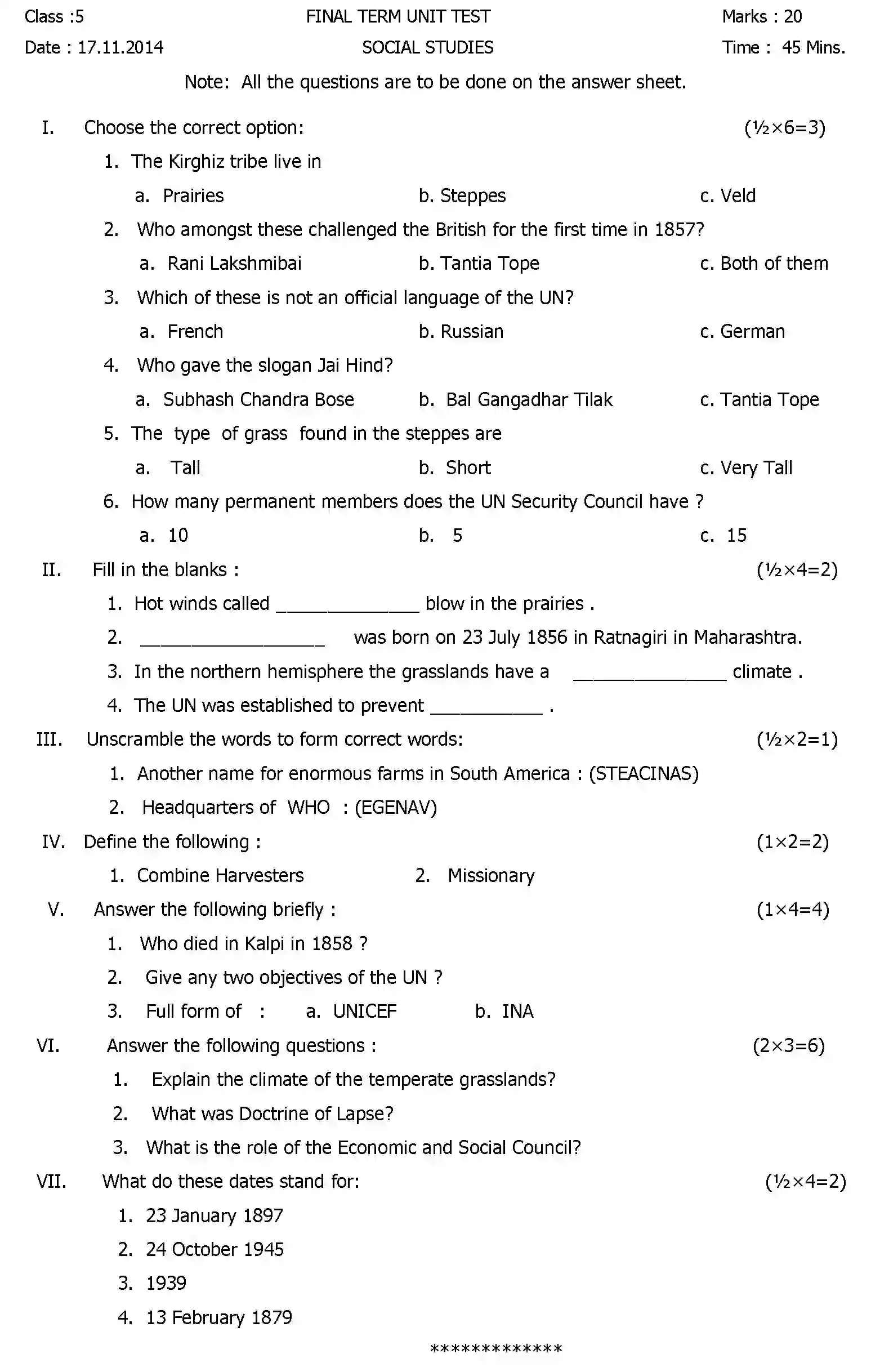 CBSE-Class-5-Previous-Year-Question-Papers-T3-SOCIAL-STUDIES-Page-1 Image