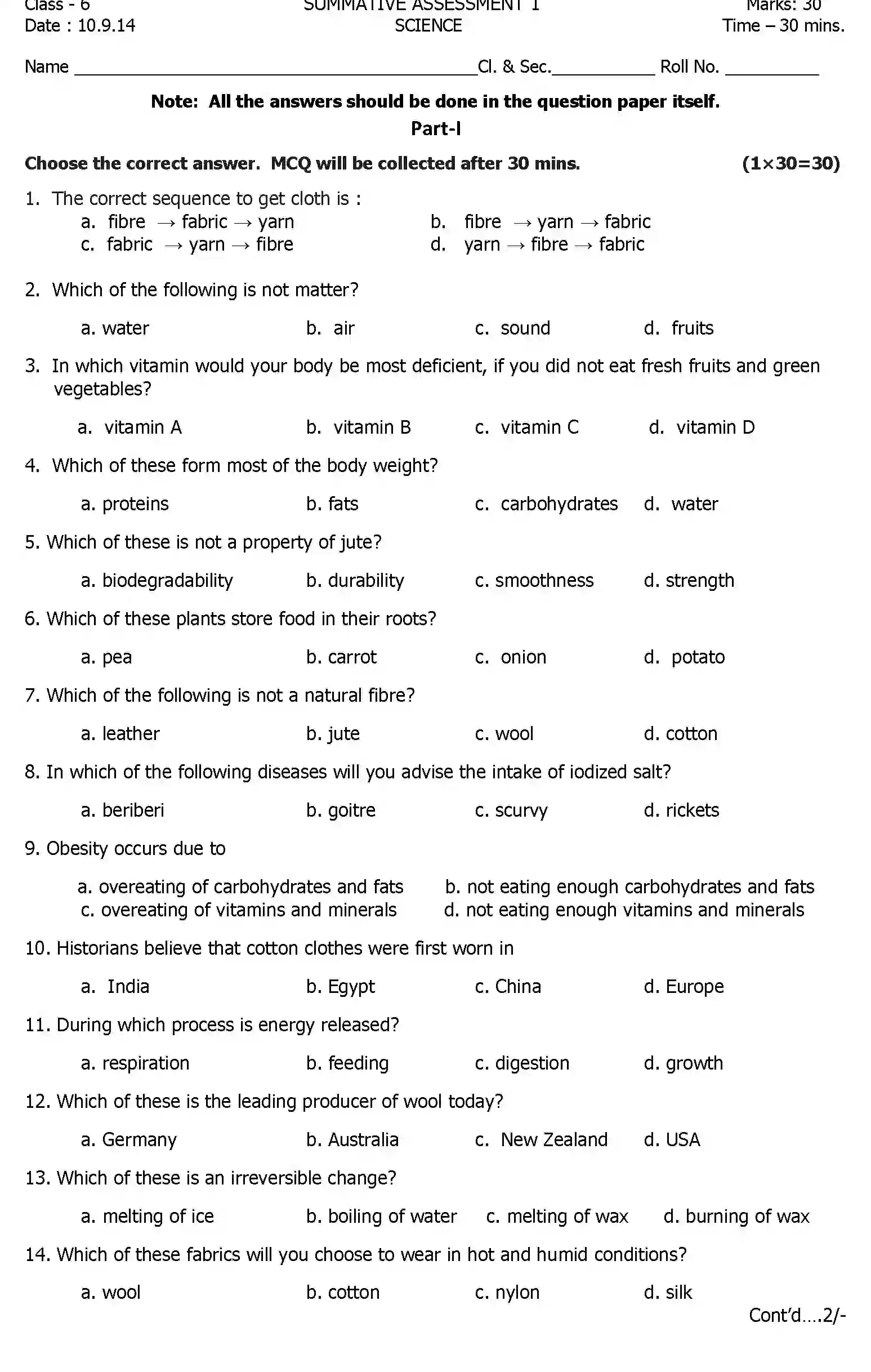 CBSE-Class-6-Previous-Year-Question-Papers-A1-SCIENCE-Page-1 Image
