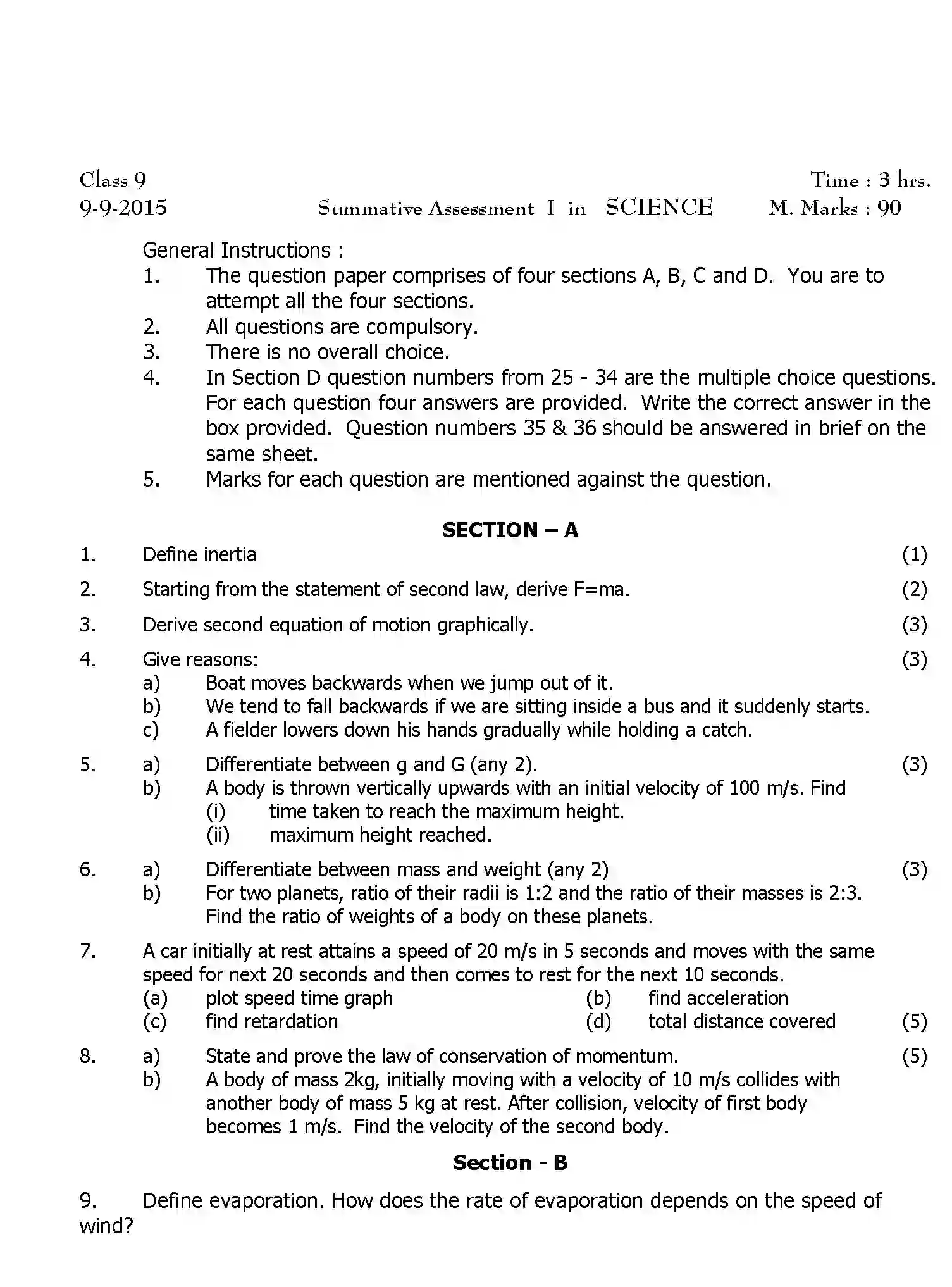 CBSE-Class-9-Previous-Year-Question-Papers-A1-SCIENCE-Page-1 Image