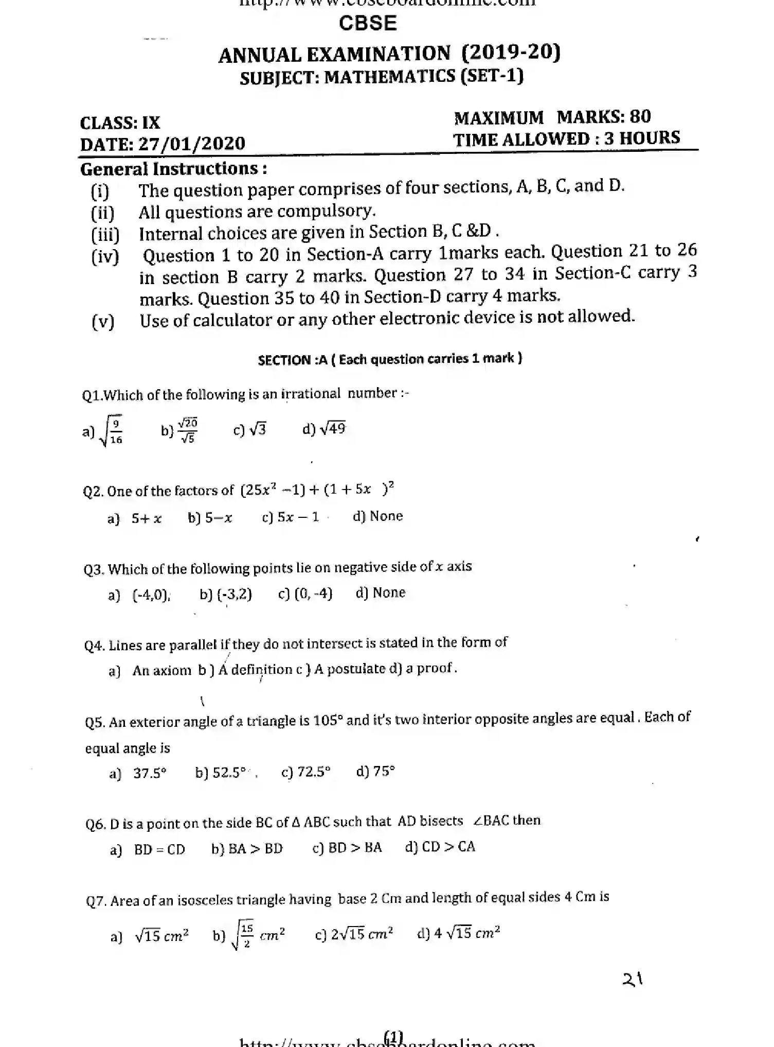 CBSE-Class-9-Previous-Year-Question-Papers-ATHEMATICS-SET-1-Page-1 Image
