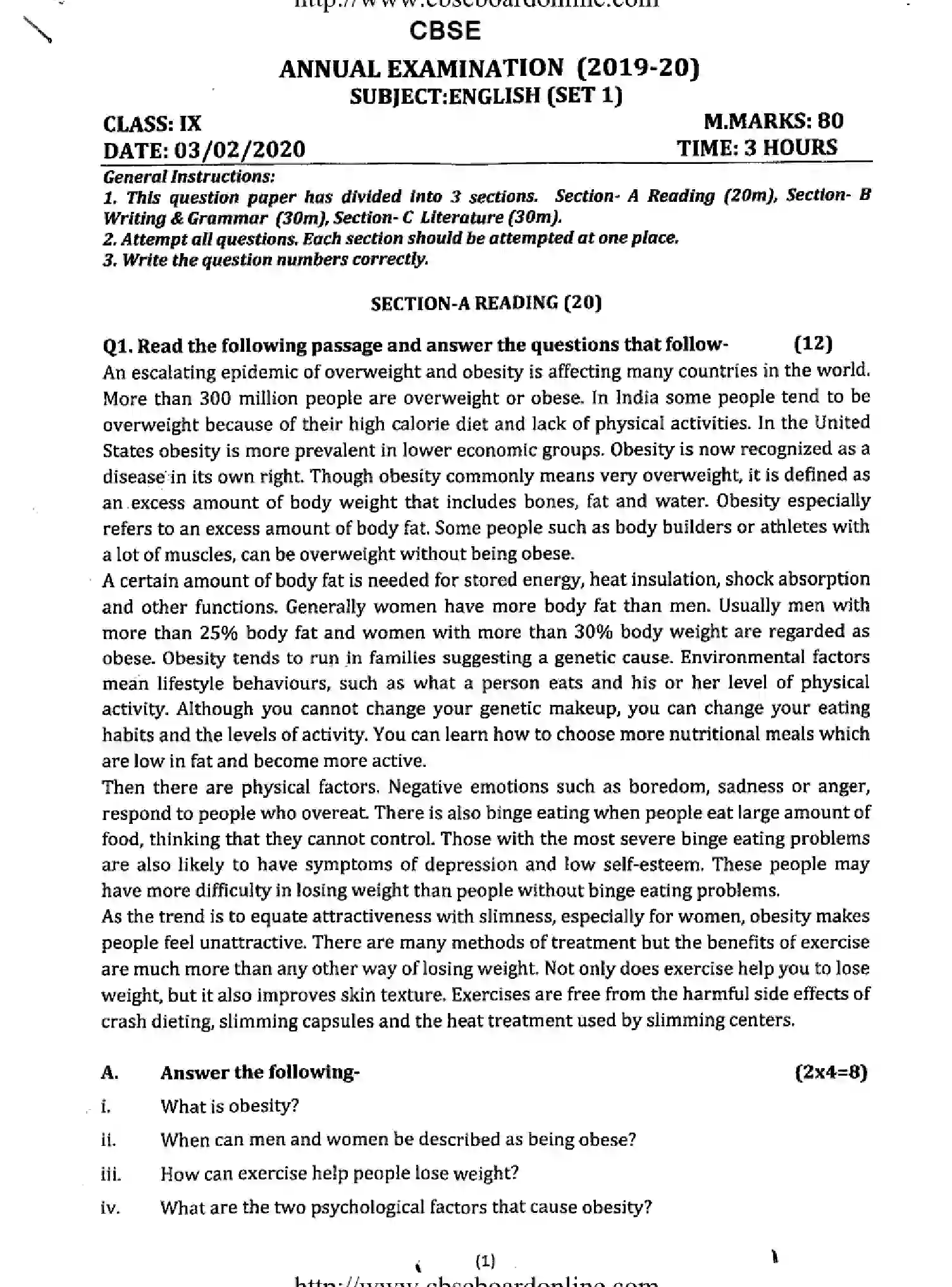 CBSE-Class-9-Previous-Year-Question-Papers-NGLISH-SET-1-Page-1 Image